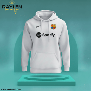 Barcelona White Premium Sports Hoodie