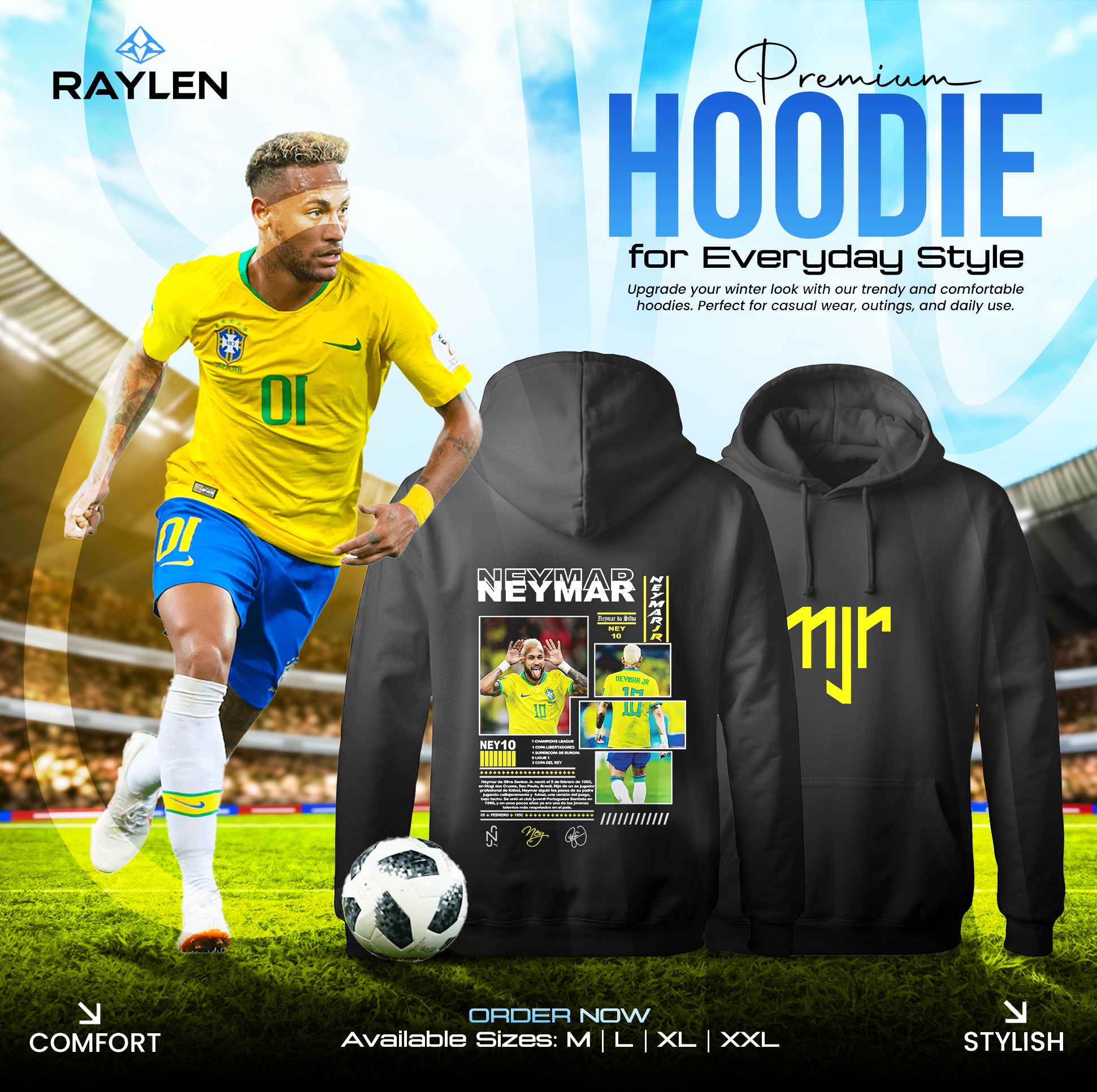 Neymar Special Edition – Black Premium Hoodie