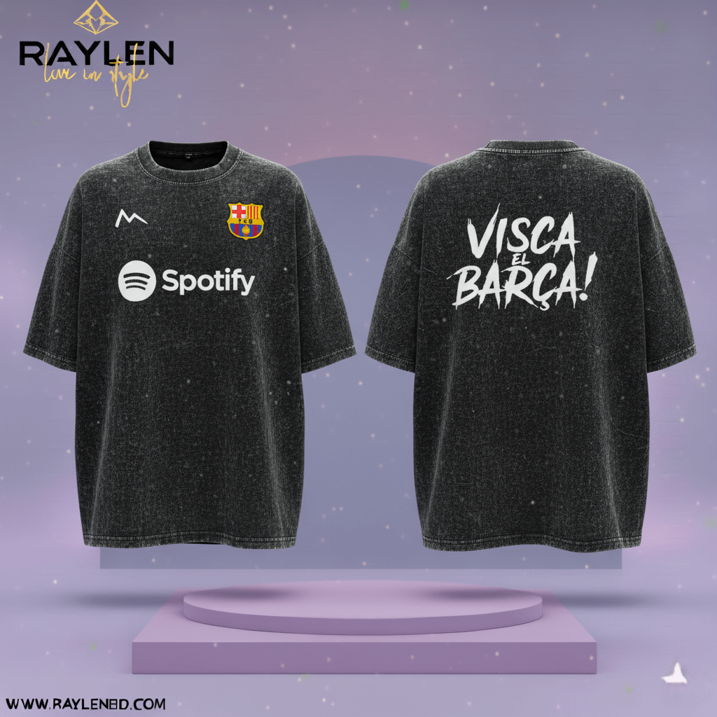 Barcelona Acid Wash DropShoulder T Shirt - Image 4