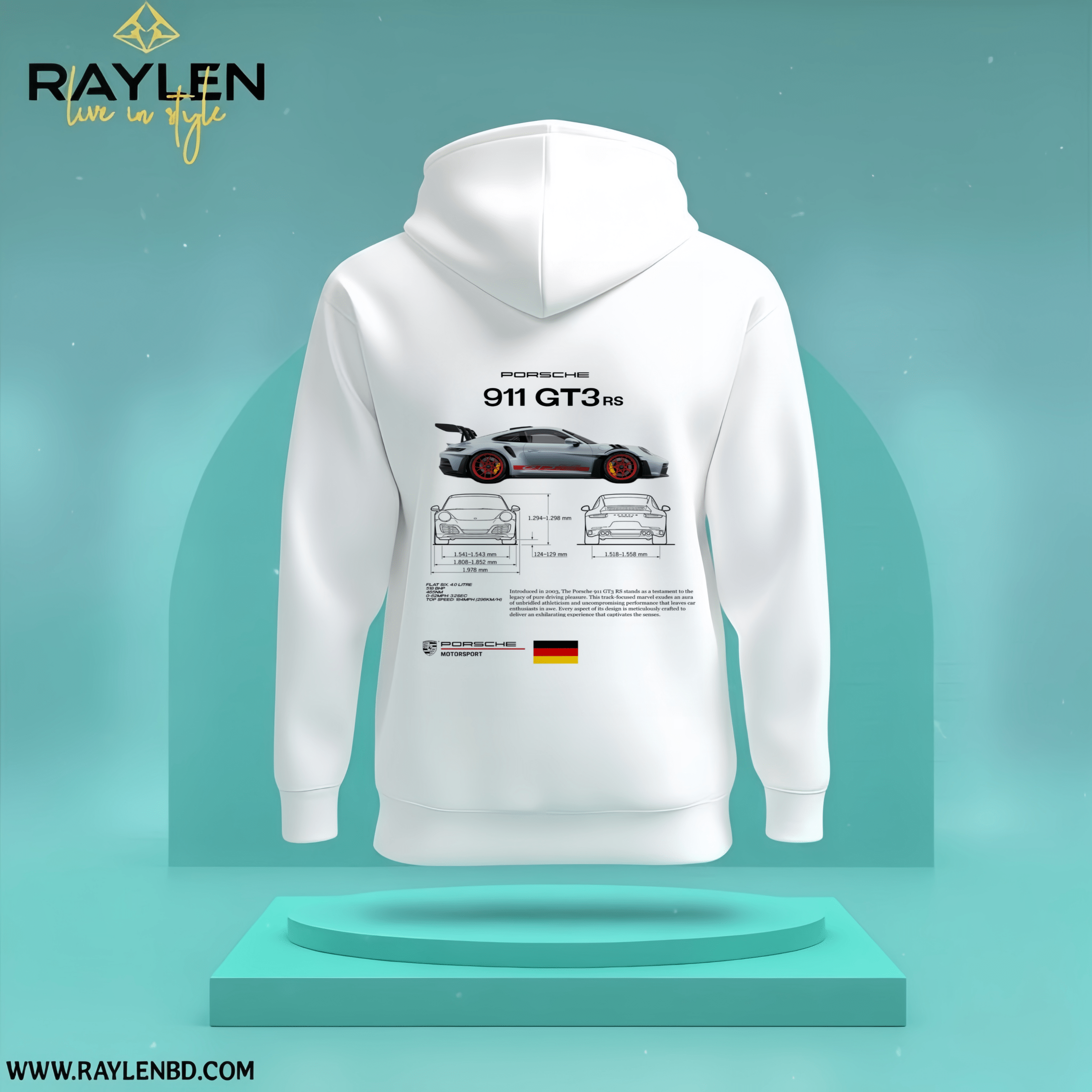 Porsche Special Edition – White Premium Hoodie - Image 3
