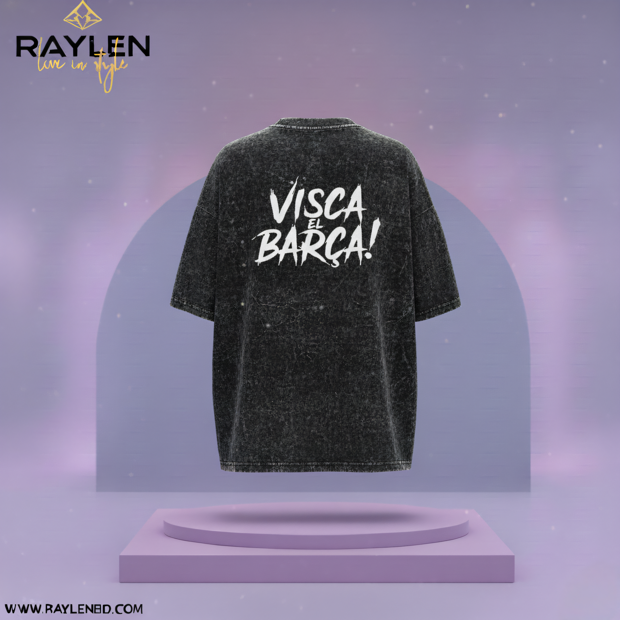 Barcelona Acid Wash DropShoulder T Shirt - Image 2